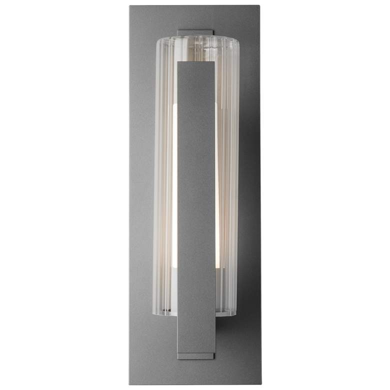 Image 1 Vertical Bar Fluted Medium Outdoor Sconce - Steel - Opal and Clear Glass