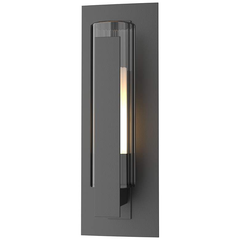 Image 1 Vertical Bar Glass Small Outdoor Sconce - Black - Opal and Clear Glass