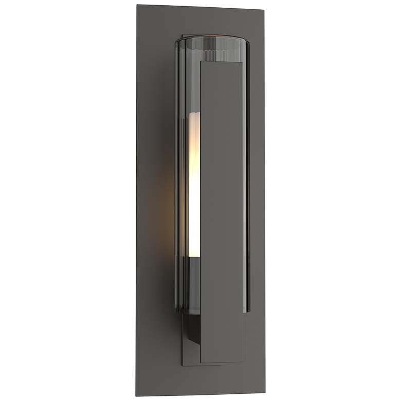 Image 1 Vertical Bar Glass Small Outdoor Sconce - Bronze - Opal and Clear Glass