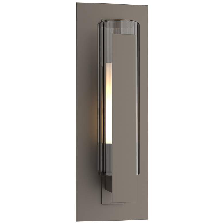Image 1 Vertical Bar Glass Small Outdoor Sconce - Smoke - Opal and Clear Glass