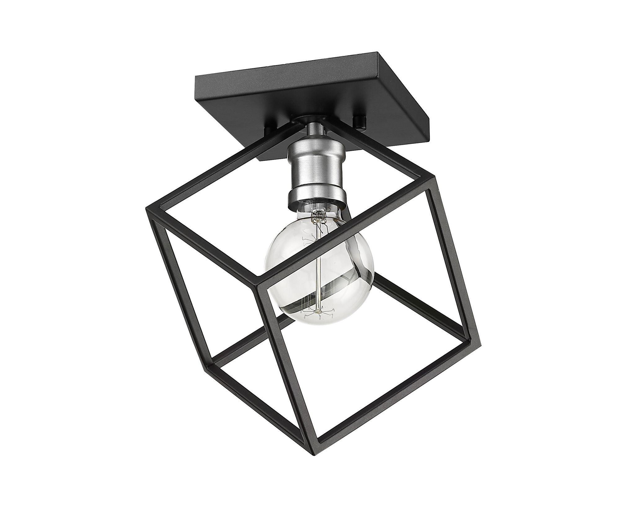 Vertical by Z-Lite Matte Black + Brushed Nickel 10 inch 1 Light Flush Mount