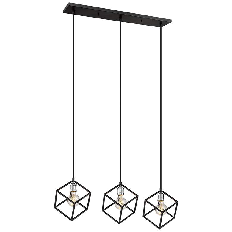 Image 1 Vertical by Z-Lite Matte Black + Brushed Nickel 3 Light Island Pendant
