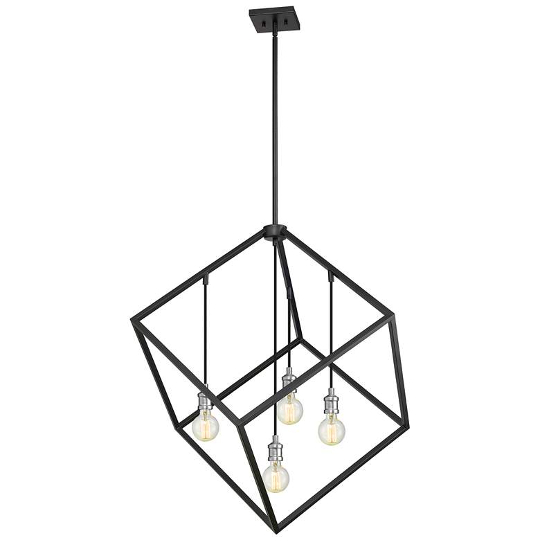 Image 1 Vertical by Z-Lite Matte Black + Brushed Nickel 4 Light Pendant