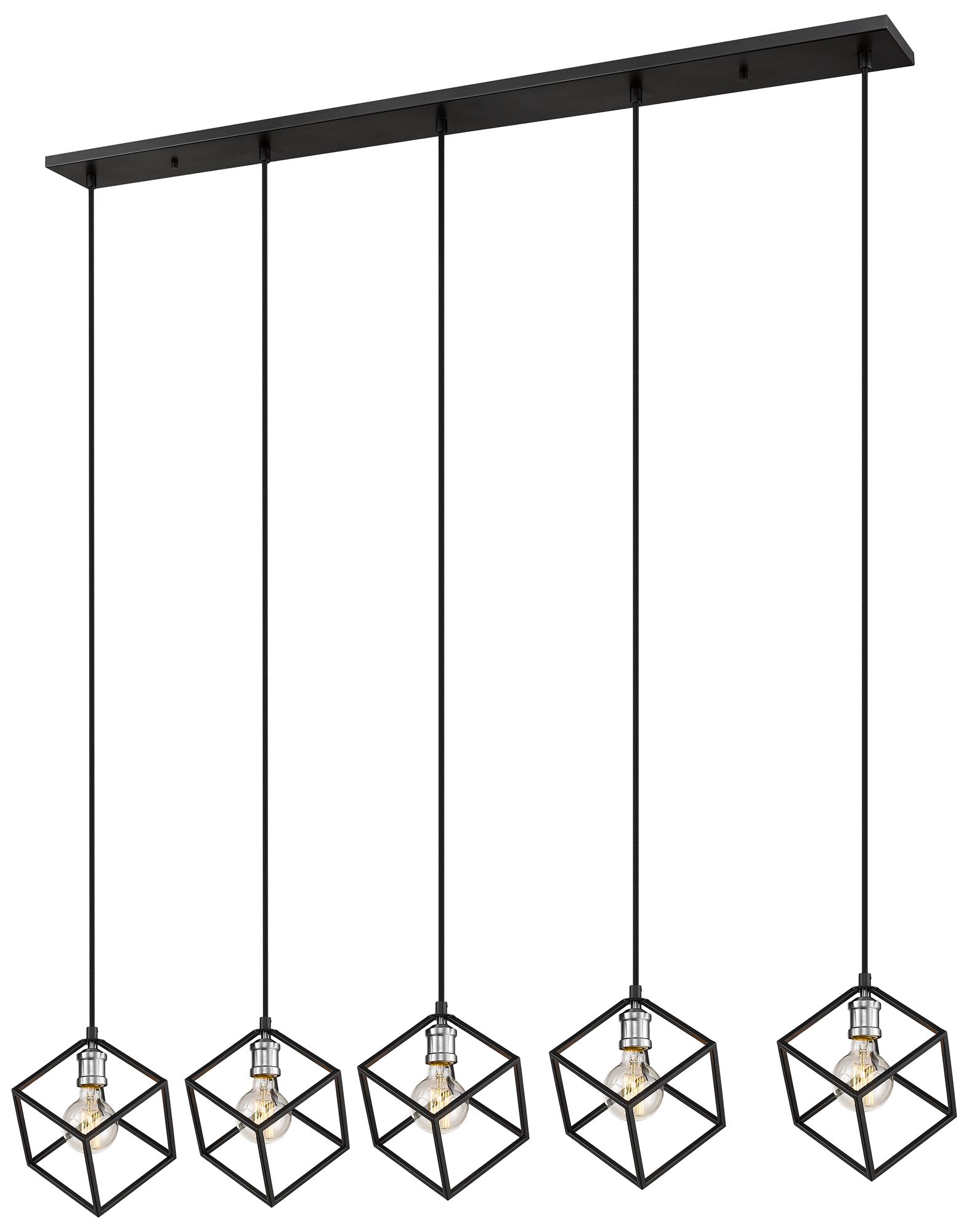 Vertical by Z-Lite Matte Black + Brushed Nickel 5 Light Island Pendant