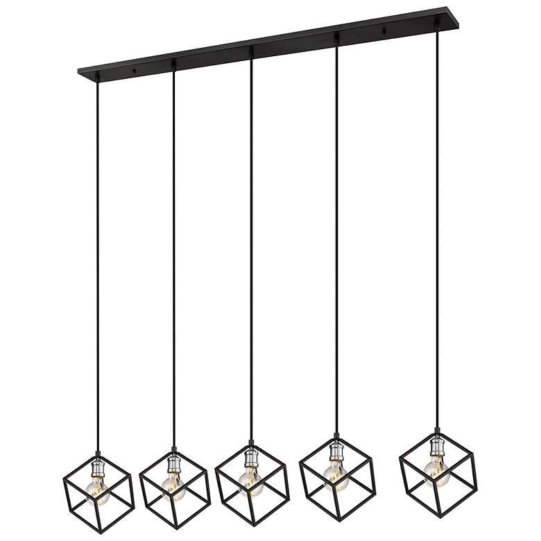 Image 2 Vertical by Z-Lite Matte Black + Brushed Nickel 5 Light Island Pendant