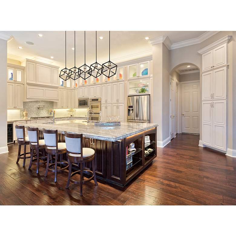 Image 3 Vertical by Z-Lite Matte Black + Brushed Nickel 5 Light Island Pendant more views