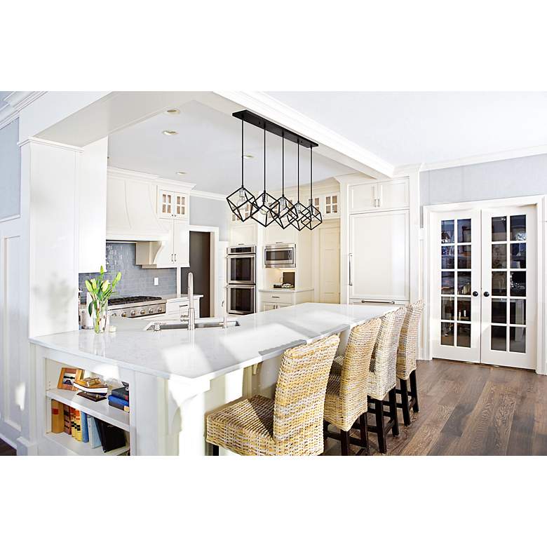 Image 4 Vertical by Z-Lite Matte Black + Brushed Nickel 5 Light Island Pendant more views