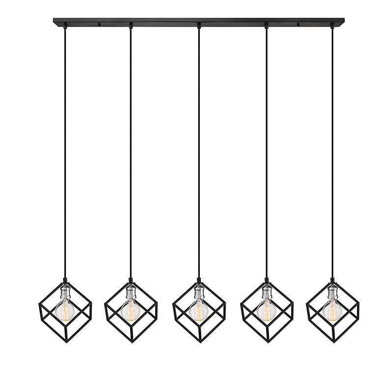 Image 5 Vertical by Z-Lite Matte Black + Brushed Nickel 5 Light Island Pendant more views
