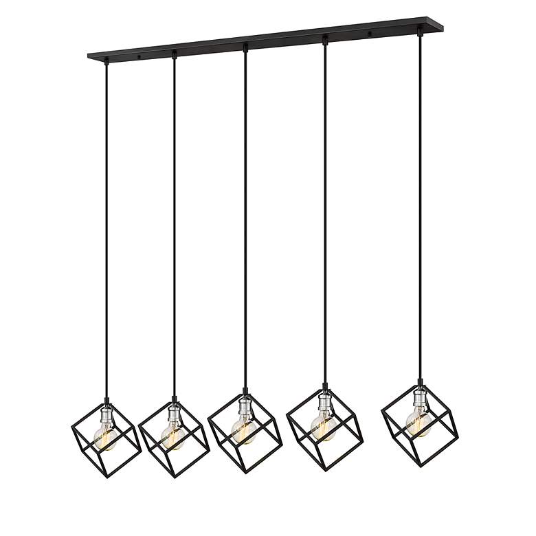 Image 6 Vertical by Z-Lite Matte Black + Brushed Nickel 5 Light Island Pendant more views