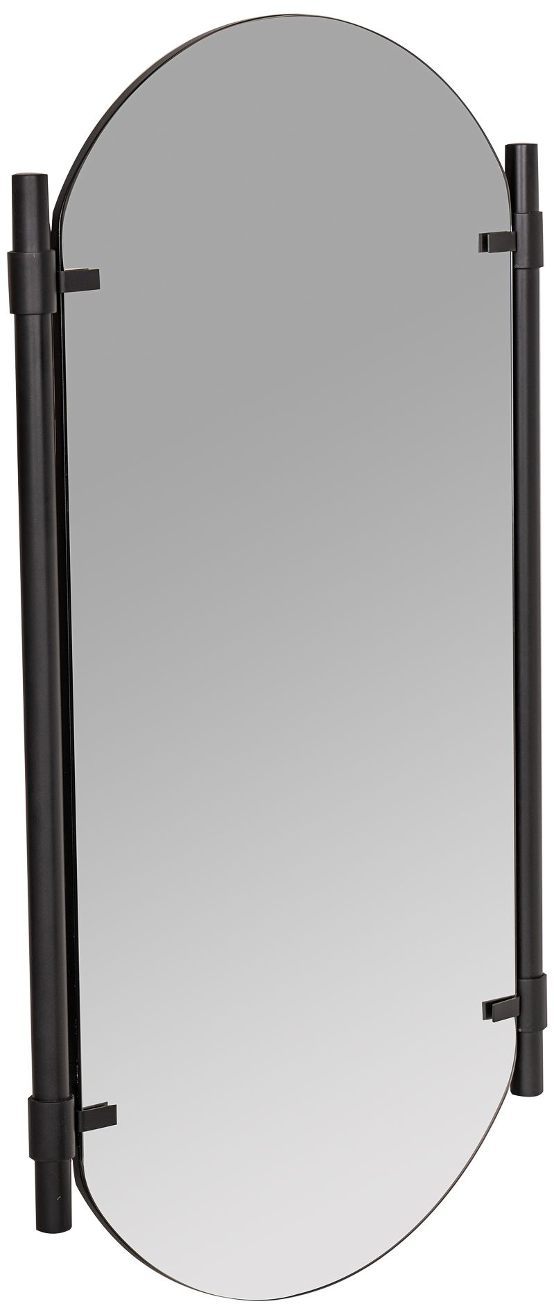 Vertical Shiny Black 22 1/4" x 33 1/2" Oval Wall Mirror 355G5