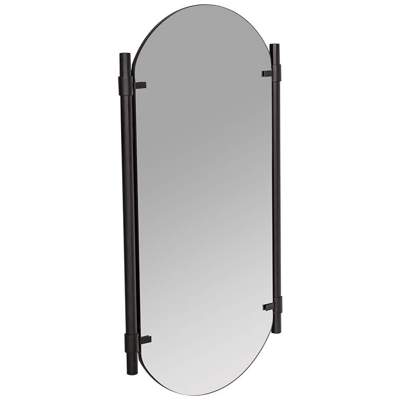 Image 4 Vertical Shiny Black 22 1/4 inch x 33 1/2 inch Oval Wall Mirror more views