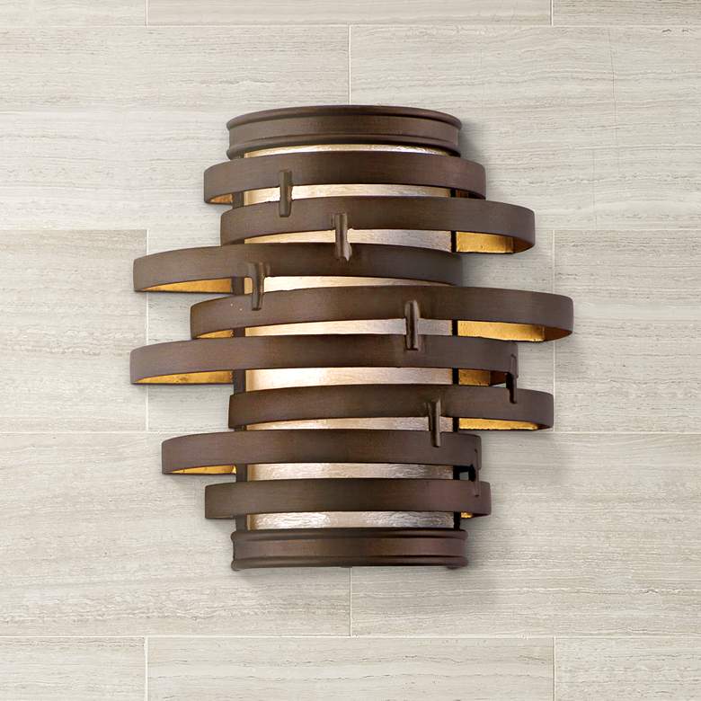 Image 1 Vertigo 10" High Bronze and Gold Wall Sconce