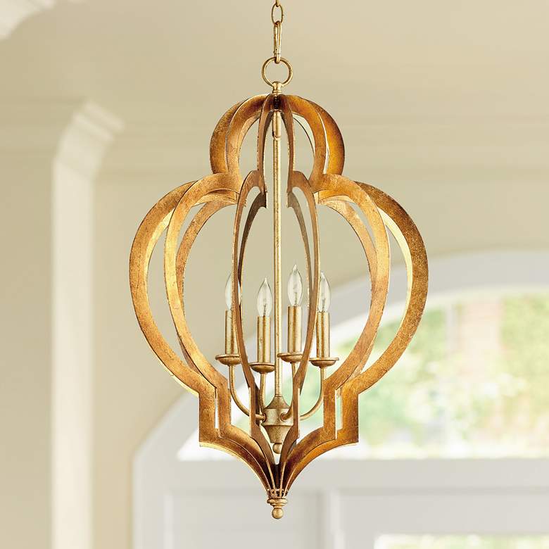 Image 1 Vertigo 19 inch Wide Gold Leaf Chandelier