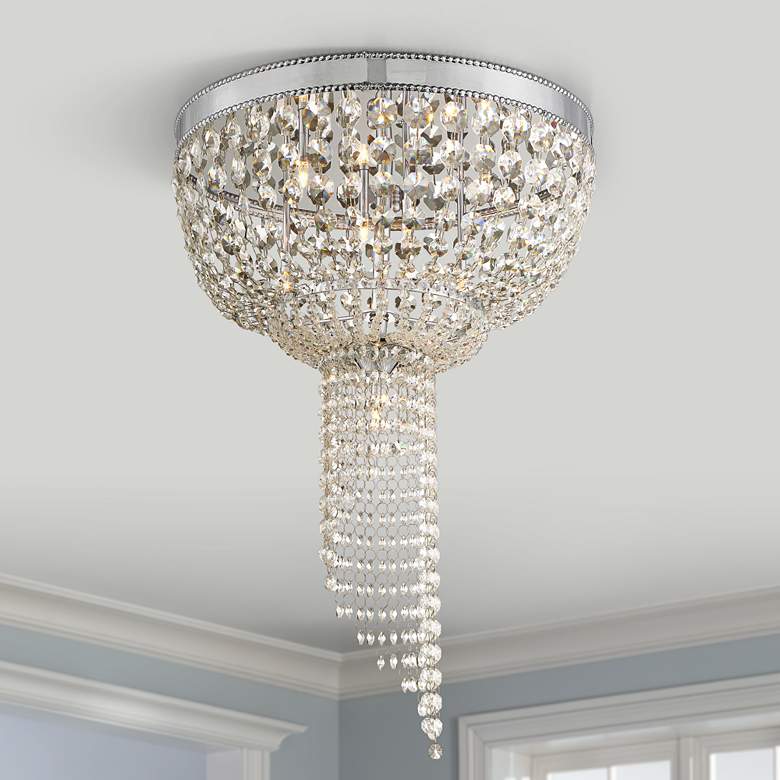 Image 1 Veruglia 16" Wide Beaded Crystal Bowl Halogen Ceiling Light