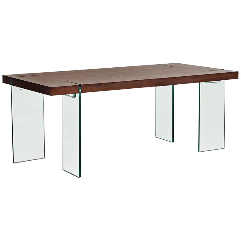 Image 1 Verve Glass-Leg Java Veneer Rectangular Dining Table