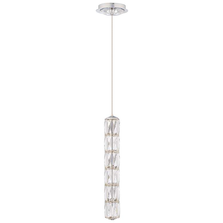 Image 1 Verve LED 19"H x 3"W 1-Light Crystal Mini-Pendant in Stainless St