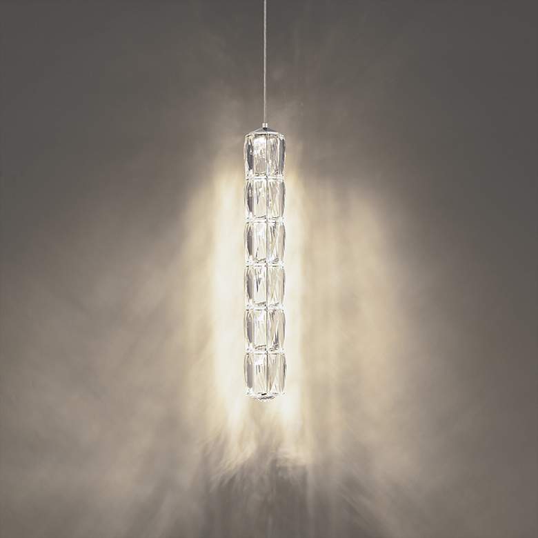 Image 3 Verve LED 19"H x 3"W 1-Light Crystal Mini-Pendant in Stainless St more views