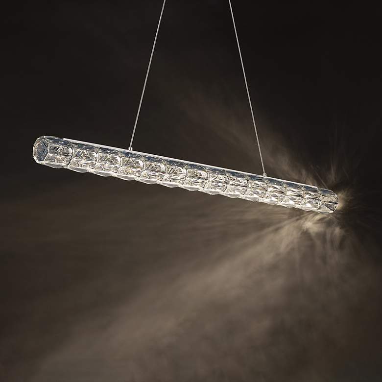 Image 1 Verve LED 3"H x 3"W 1-Light Crystal Linear Pendant in Stainless S