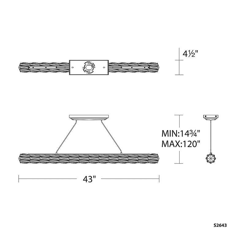 Image 5 Verve LED 3"H x 3"W 1-Light Crystal Linear Pendant in Stainless S more views