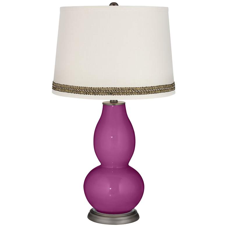 Image 1 Verve Violet Double Gourd Table Lamp with Wave Braid Trim