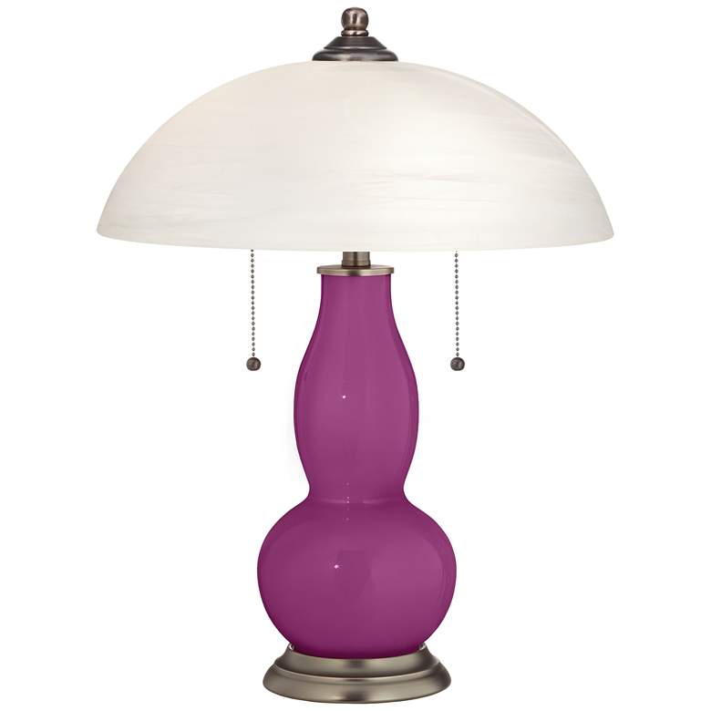 Image 1 Verve Violet Gourd-Shaped Table Lamp with Alabaster Shade
