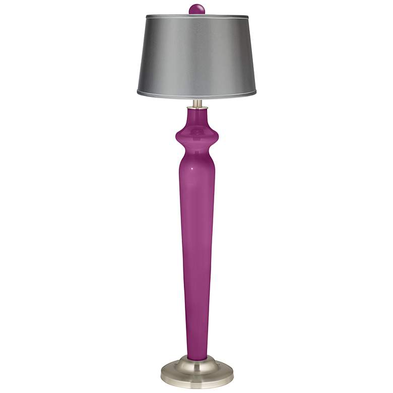 Image 1 Verve Violet Satin Gray Lido Floor Lamp with Color Finial