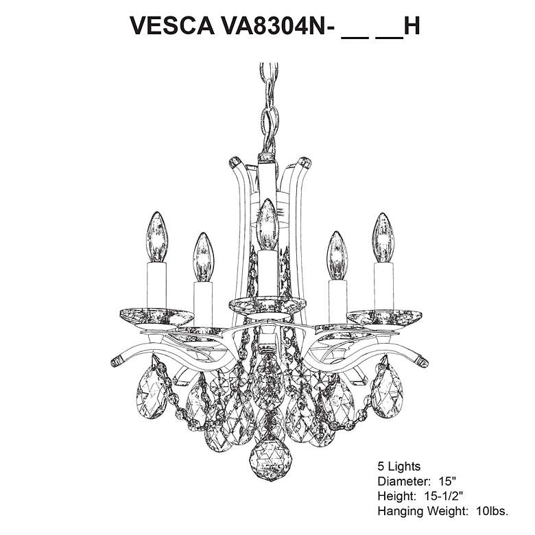 Image 4 Vesca 15"W Heirloom Bronze and Crystal 5-Light Chandelier more views