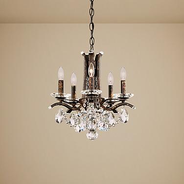 Vesca 15"W Heirloom Bronze and Crystal 5-Light Chandelier