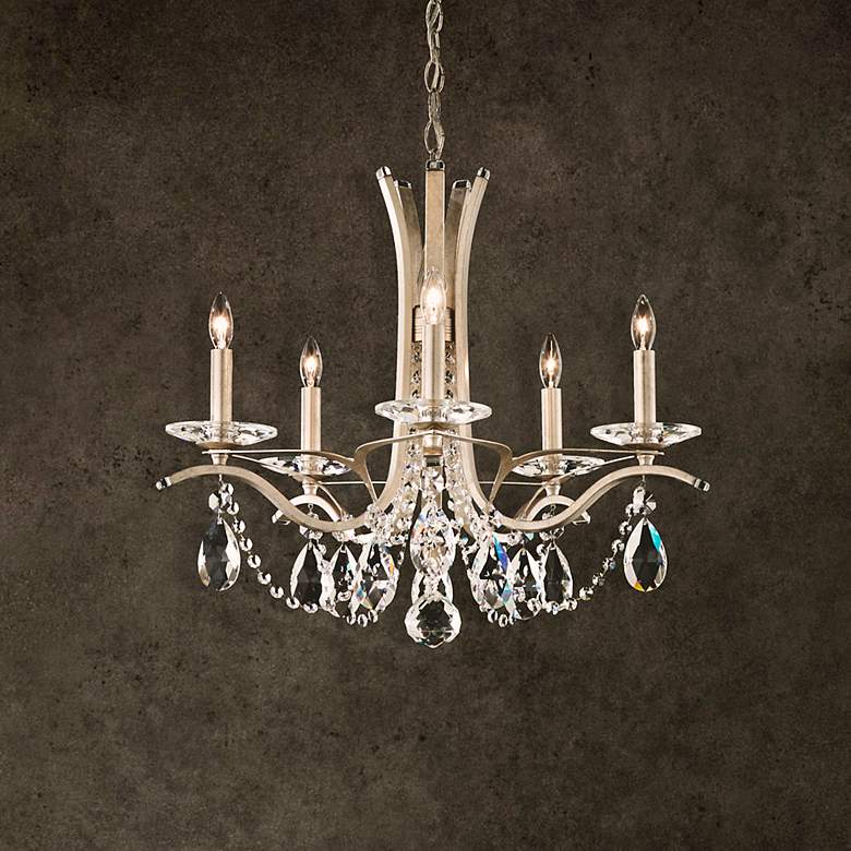 Image 1 Vesca 20"H x 23"W 5-Light Crystal Chandelier in Antique Silver