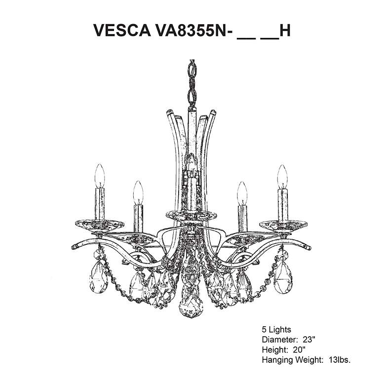 Image 5 Vesca 20"H x 23"W 5-Light Crystal Chandelier in Antique Silver more views