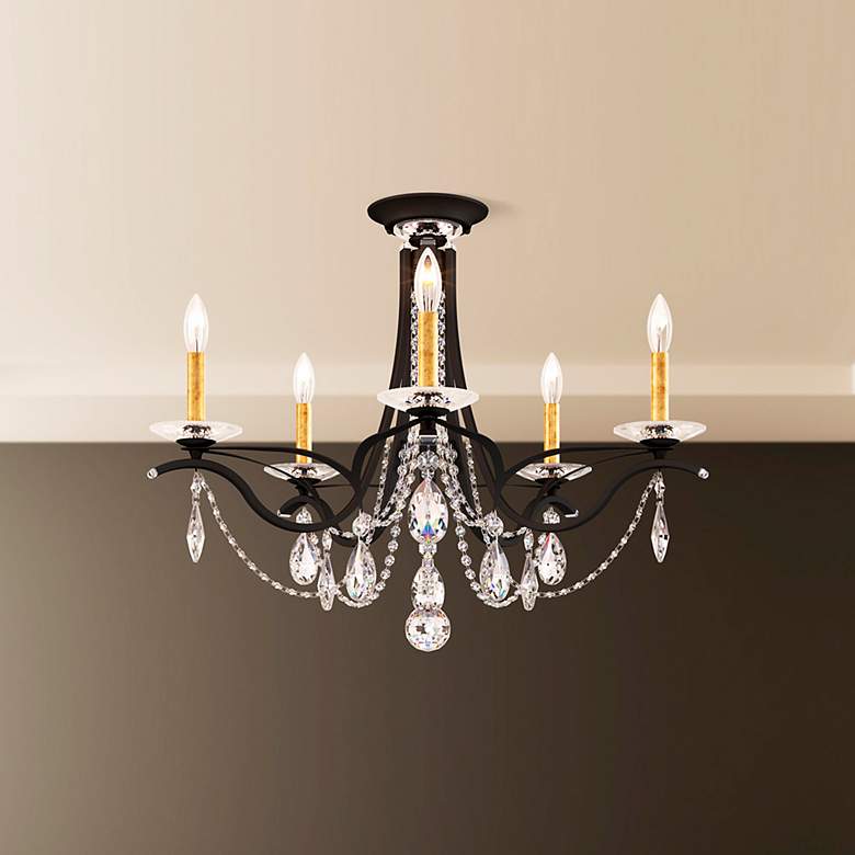 Image 1 Vesca 23"H x 29"W 5-Light Crystal Semi-Flush Mount in Black