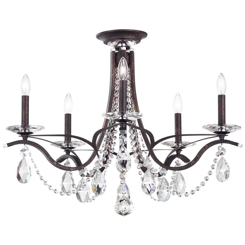 Image 1 Vesca 23"H x 29"W 5-Light Crystal Semi-Flush Mount in Heirloom Br