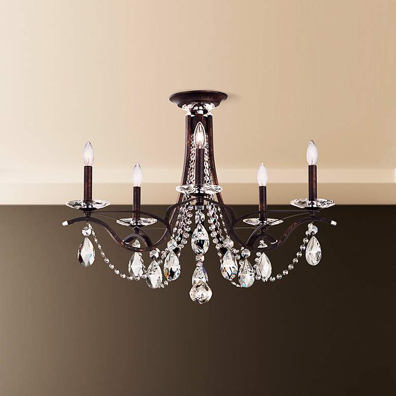 Image 1 Vesca 23"H x 29"W 5-Light Crystal Semi-Flush Mount in Heirloom Br