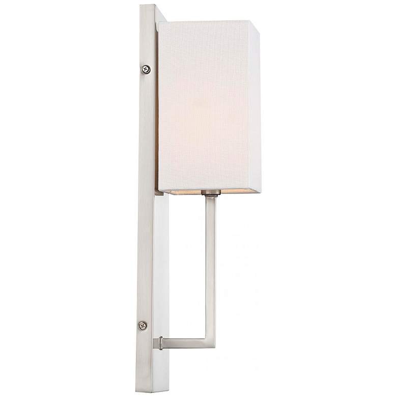 Image 3 Vesey; 1 Light; Wall Sconce; Brushed Nickel Finish with White Linen Shade more views