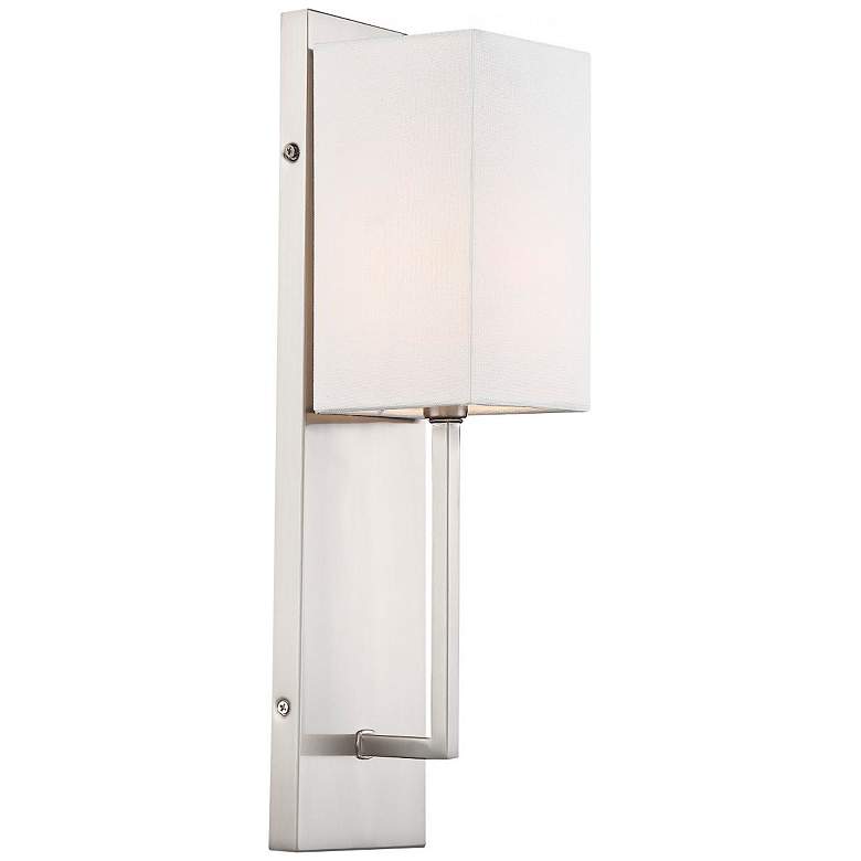 Image 5 Vesey; 1 Light; Wall Sconce; Brushed Nickel Finish with White Linen Shade more views