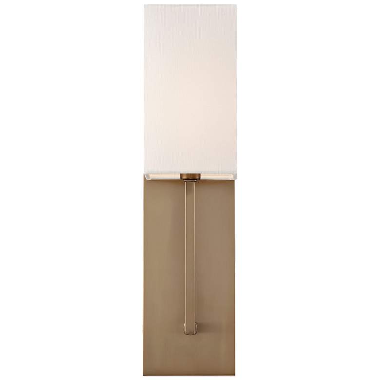 Image 1 Vesey; 1 Light; Wall Sconce; Burnished Brass Finish with White Linen Shade