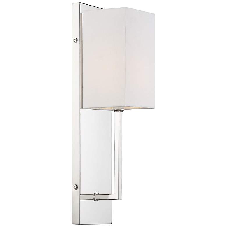 Image 1 Vesey; 1 Light; Wall Sconce; Polished Nickel Finish with White Linen Shade
