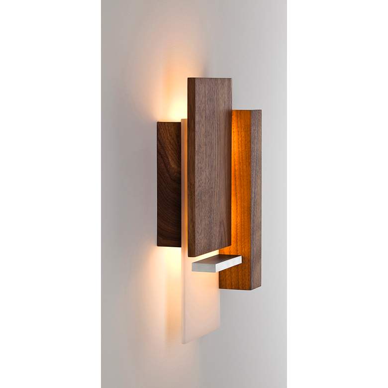 Image 4 Vesper 15" High Oiled Walnut LED Wall Sconce more views