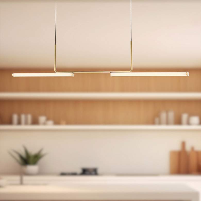 Image 1 Vesper 73" Wide Brushed Gold LED Linear Pendant