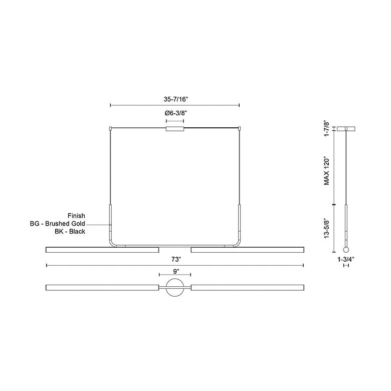 Image 7 Vesper 73" Wide Brushed Gold LED Linear Pendant more views