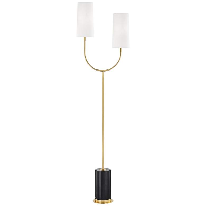 Vesper Aged Brass and Black Marble 2-Light Floor Lamp
