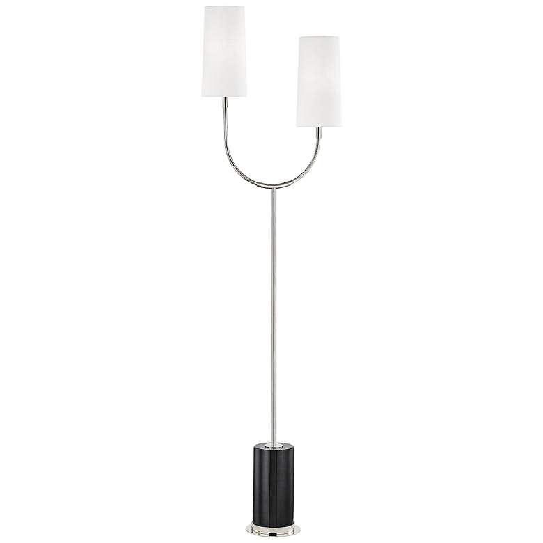 Image 1 Vesper Polished Nickel and Black Marble 2-Light Floor Lamp