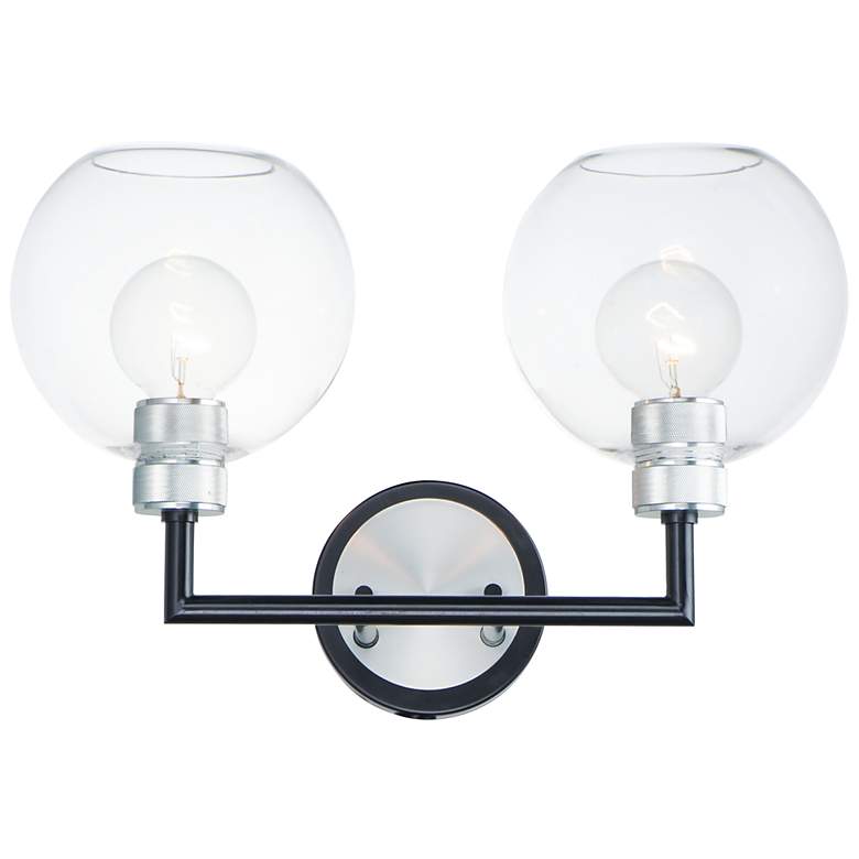 Image 1 Vessel 2-Light 17.5" Wide Black/Brushed Aluminum Wall Sconce