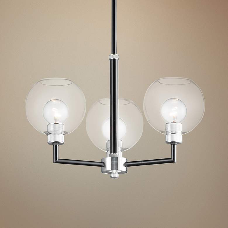 Image 1 Vessel 24"W Black and Brushed Aluminum 3-Light Chandelier