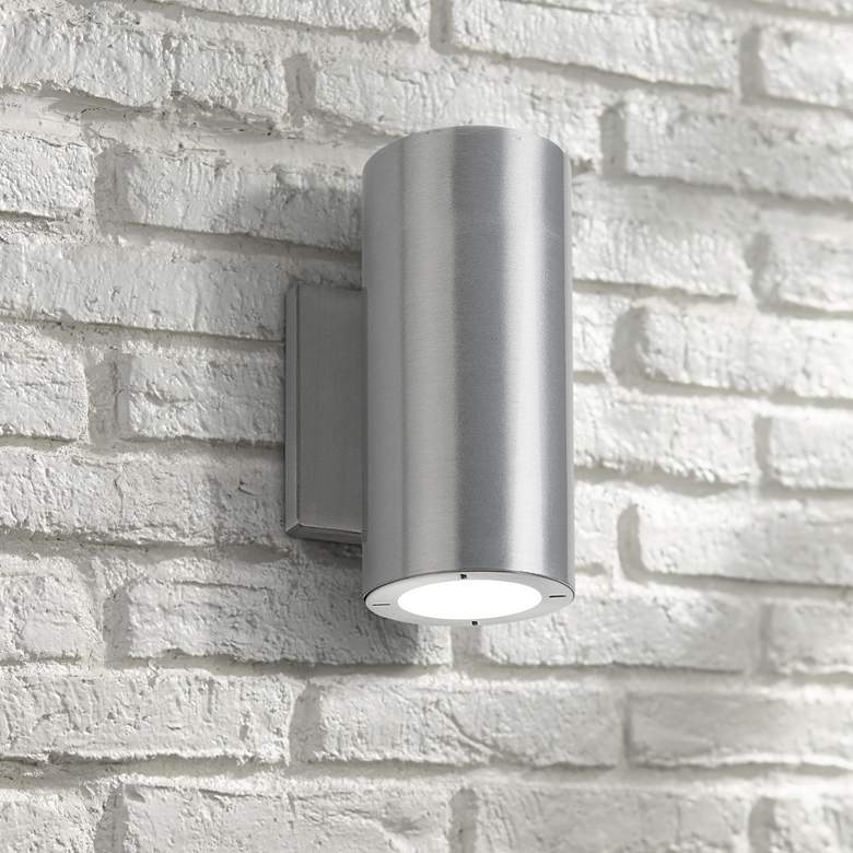 Image 1 Vessel 7 1/2 inch High Brushed Aluminum LED Outdoor Wall Light