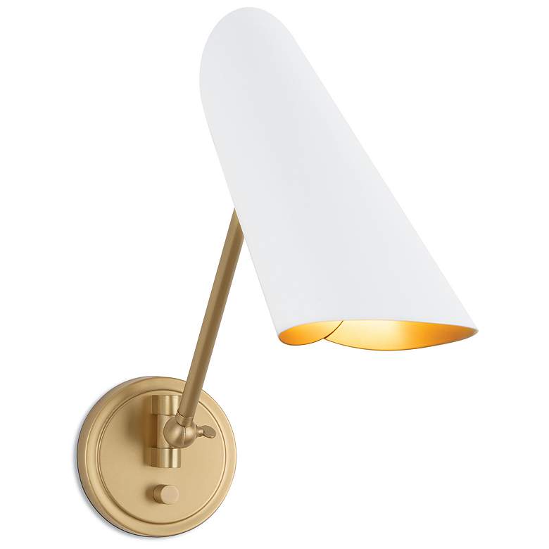 Image 1 Vest Single Arm Sconce (White and Natural Brass)