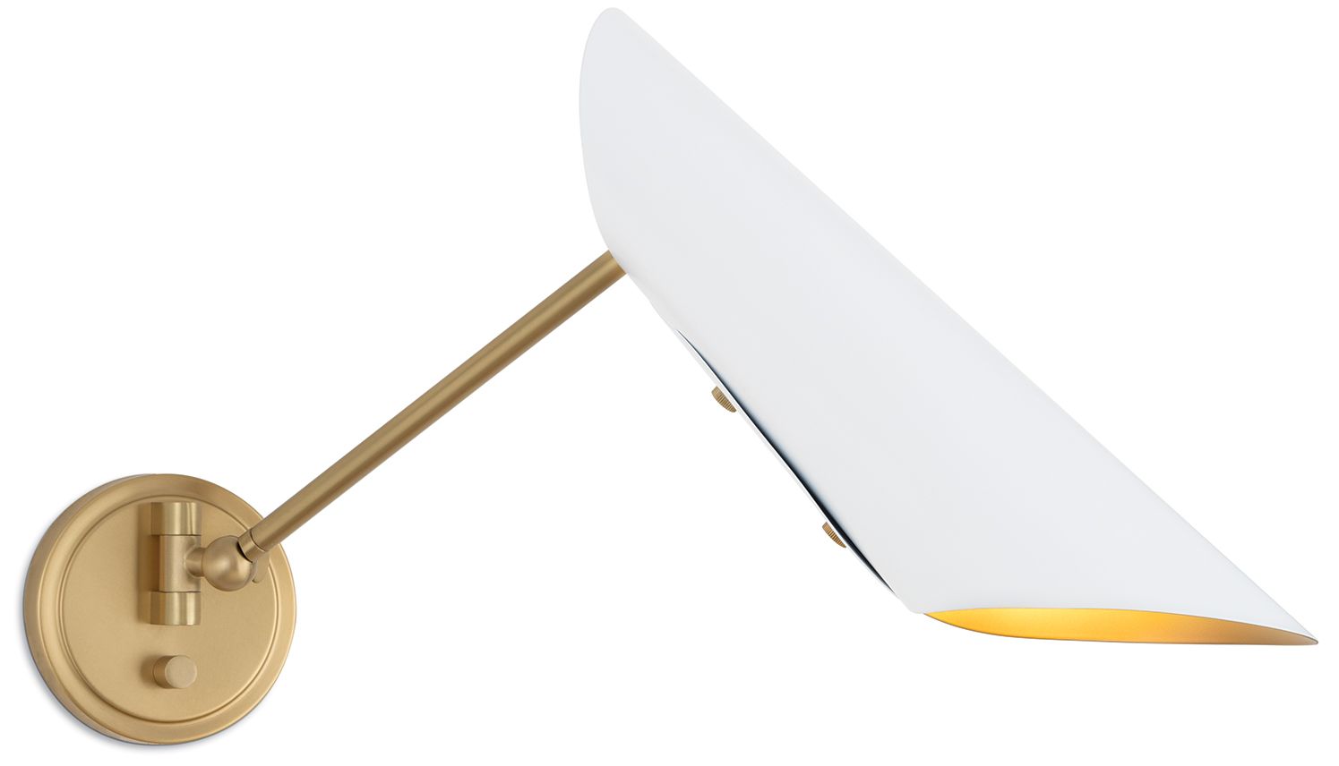 Image 2 Vest Single Arm Sconce (White and Natural Brass) more views