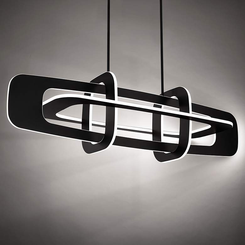 Image 1 Vesta 14.13"H x 50.13"W 8-Light Linear Chandelier in Black
