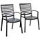 Vestavia Matte Black Slat Outdoor Dining Chair Set of 2