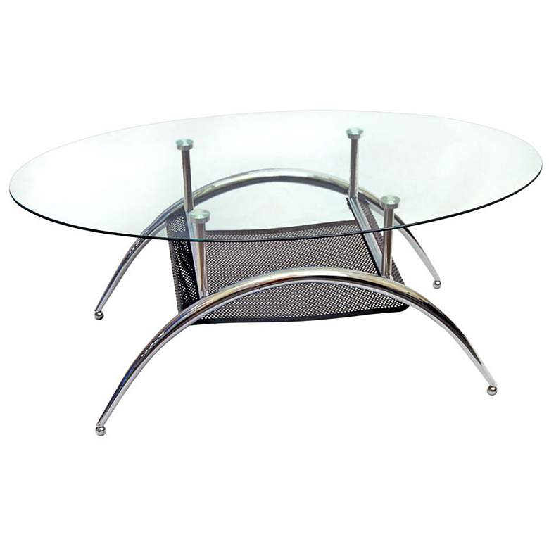 Image 1 Vestige 37 inch Wide Glass and Black Mesh Modern Coffee Table